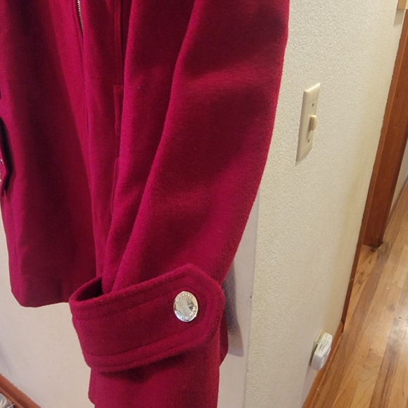 Michael Kors Red Trench Coat with Zipper Accents - Picture 5 of 8
